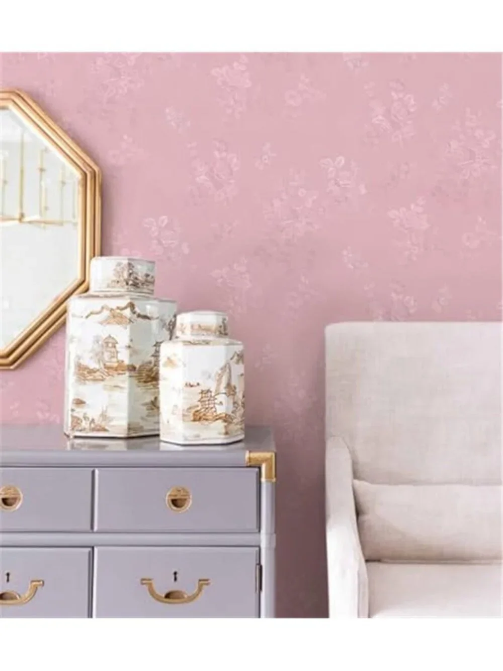 Pink Silk Embossed Floral Peel Stick Wallpaper Self Adhesive Nursery Bedroom